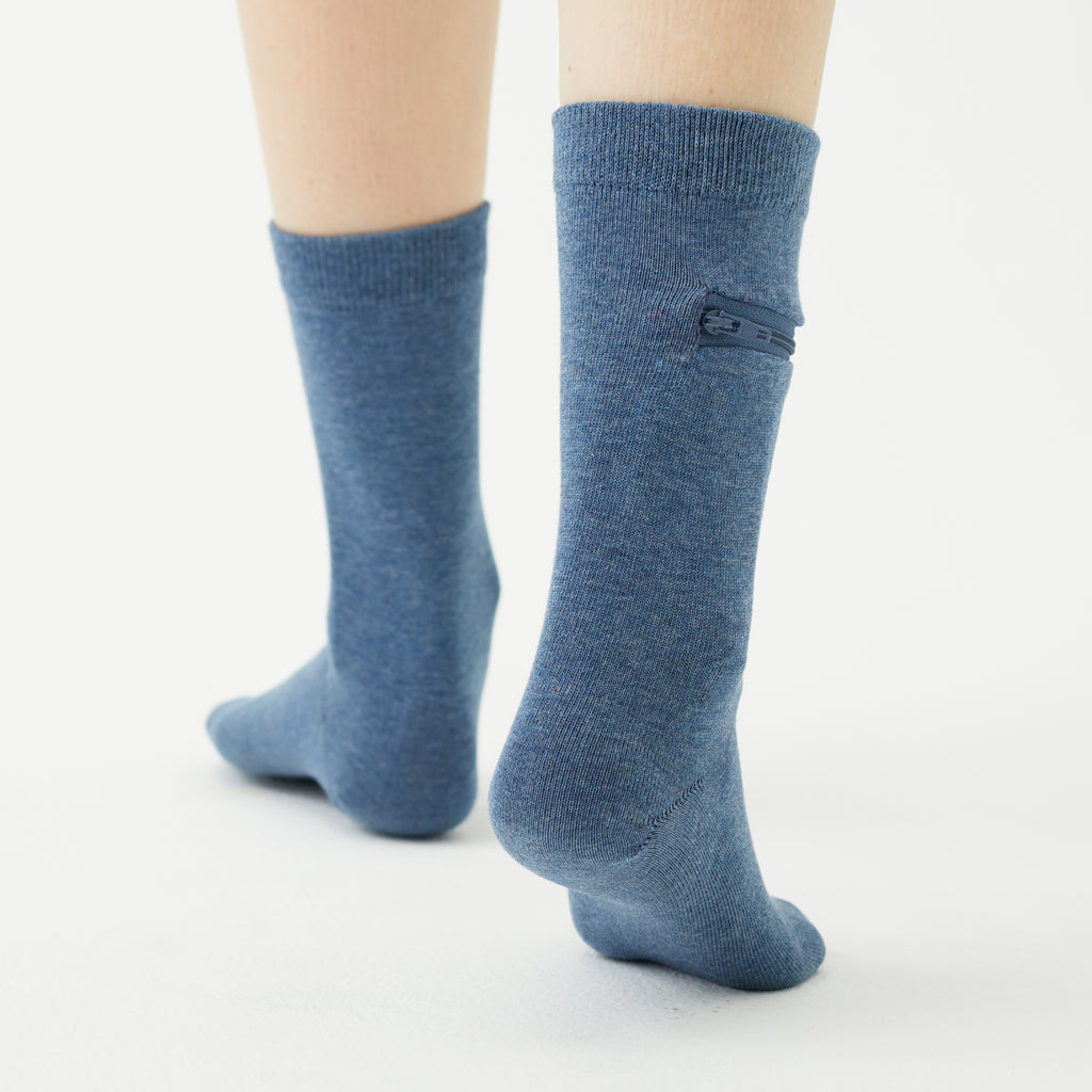 Unisex Calf-Length Bamboo Zipper Pocket Travel Socks-All Sales