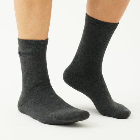 Unisex Quarter-Length Bamboo Zipper Pocket Travel Socks-All Sales